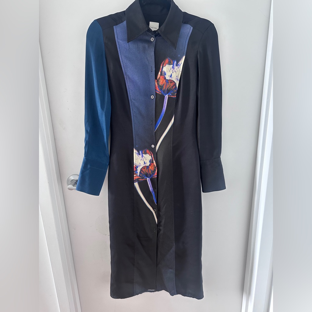 Paul Smith Black And Blue Long Sleeve Dress